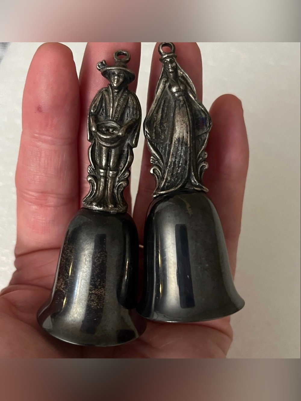 Vintage 1980-84 Reed & Barton Nativity Bell - Pewter & Silverplate -  2PCS